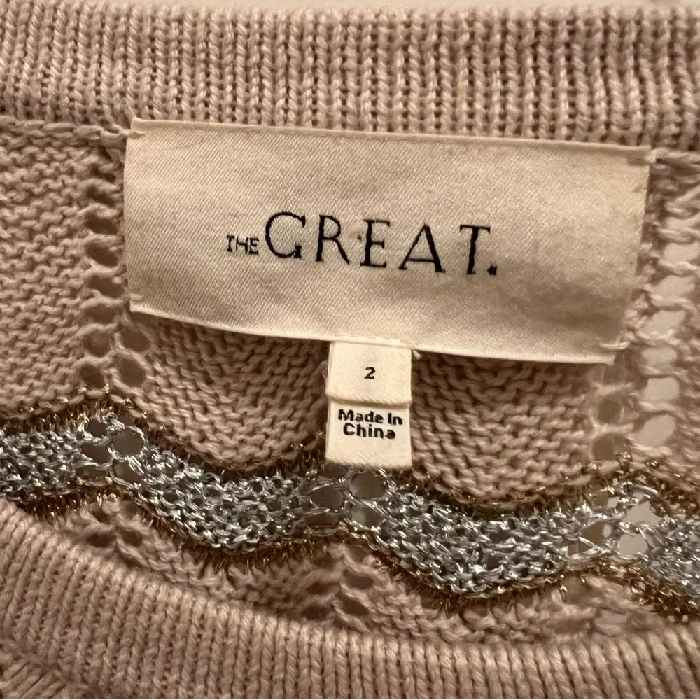 THE GREAT Beige Open Knit Metallic Sweater - Picture 3 of 8